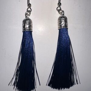 Navy blue tassel earrings